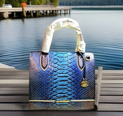 BOLSO DE MANO BRAHMIN ELÉCTRICO AZUL ATEAGUE PEQUEÑO CAROLINE PRPL CUERO ESCALAS SIRENA Foto 1 de 4