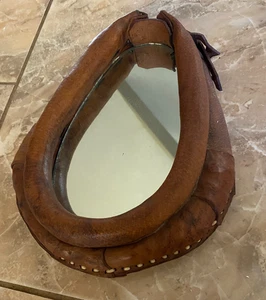 Vintage mini pony leather horse collar mirror - 10" L x 8" W - Picture 1 of 7