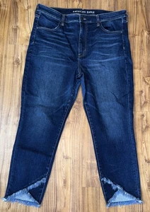 American Eagle Super Hi-Rise Jegging Crop Raw Hem Jeans Super Stretch Size 18 - Picture 1 of 8