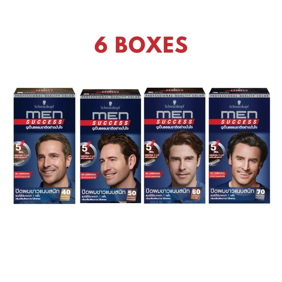 6x Schwarzkopf Men Success Professional Hair Color Dye Kit 40, 50, 60, 70 Choose - image 1 of 1