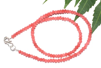 Baby Pink Colors Ruby Dyed Gemstone Beads Sterling Silver 12-50" String Necklace - Image 1 of 4