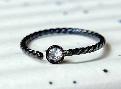 1pc Bendable Steel Twisted Rope Gem Nose Hoop Cartilage Ring Rook Daith Helix  - Image 1 of 4