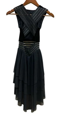 Double platinum performance Dress Black SA  Velvet Layered Asymmetrical Stretch - Image 1 of 4