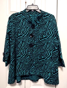 Women's Animal Print Aqua/Black Swing Jacket, XL - Bild 1 von 4