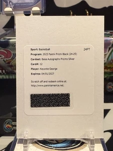 KEYONTE GEORGE 2024-25 PANINI PRIZM BLACK BASE AUTOGRAPHS SILVER AUTO TZ 13D - Picture 1 of 2