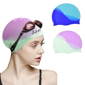 Silicone Swim Cap (2 Pack),Comfortable Bathing Cap Ideal for Curly Short Medi... - Picture 1 of 7