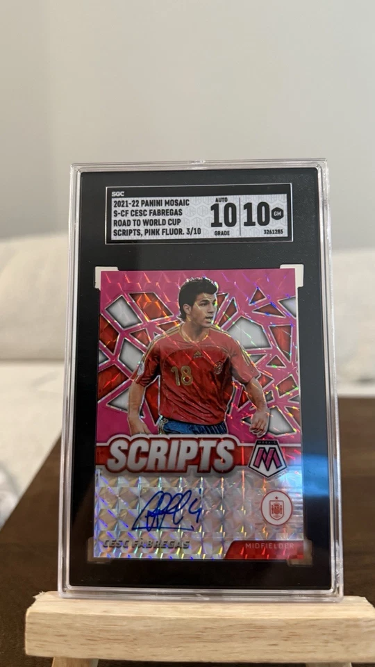 2021-22 PANINI MOSAIC SCRIPTS PINK FLUORESCENT CESC FABREGAS AUTO 6/10 SGC 10 - Image 1 of 2