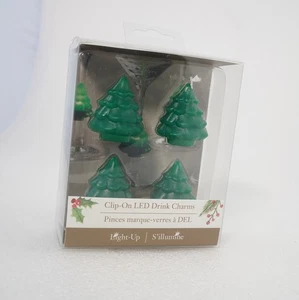 Pier 1 Importazioni Clip-On LED Albero di Natale Vacanze Natale Bevanda Vino Charms Nuovo con scatola - Foto 1 di 3