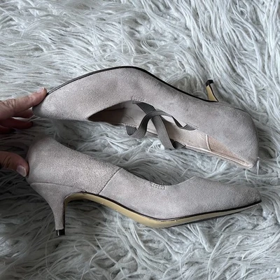 All Black Bus Stop Suede Elastic Criss Cross Nude Kitten Heel Pumps EUC Size 39 - Image 1 of 4