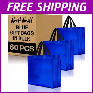 Sparkling Blue Gift Bags - Pack of 60 for Special Occasions - Picture 1 of 8