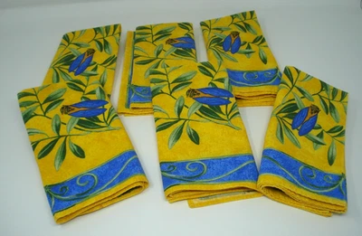 Juego de 6 Servilletas Algodón Provenza Cicada Amarillo Azul 16" x 16" Hecho en Francia NUEVO Foto 1 de 4