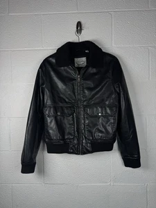 Levi’s Kunstleder Bomberjacke Sherpa gefüttert schwarz Gr. S Moto Flight Aviator - Bild 1 von 13