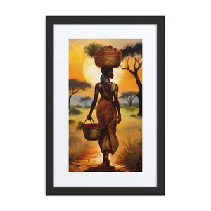 12x18 African Savanna Woman Framed Poster with Mat Vertical Wall Art Home Decor - Picture 1 of 4
