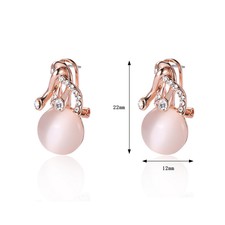 Pink Crystal Round Stud Earrings Jewelry Woman Rose Gold Plated Earrings Jewelry