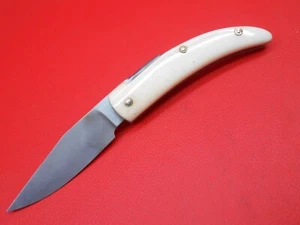 Custom Handmade Wootz Ingot Steel Pocket knife Bone Handle Leather Sheath S51 - Picture 1 of 16