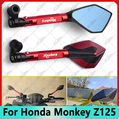 Motorcycle CNC Rear View Mirrors Blue Anti-glare / For Honda Monkey Z125 New - Image 1 of 4