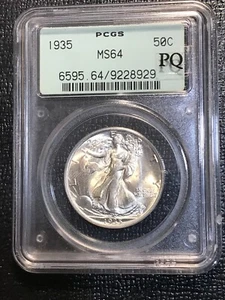 OGH PCGS MS64 1935 P WALKING SILVER HALF DOLLAR-OLD GREEN HOLDER-OCT006 - Picture 1 of 3