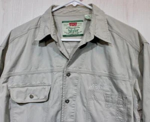 VINTAGE LEVI'S STRAUSS LÄSSIGES BEIGE LANGARM HEMD • METALLKNÖPFE • MEDIUM - Bild 1 von 7