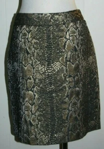 Worthington Cotton Blend Metallic Snake Python Print Lined Zip Straight Skirt 10 - Picture 1 of 5