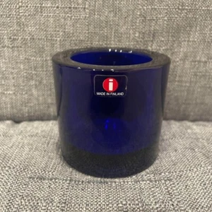iittala Kivi cobalt blue VOTIVE 60mm Candle holder OLD LOGO version rare - Picture 1 of 2