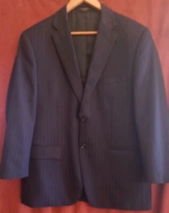 Jones New York Classic Fit Navy Blue Pinstriped 2 Button 100% Wool Blazer 40S - Picture 1 of 10