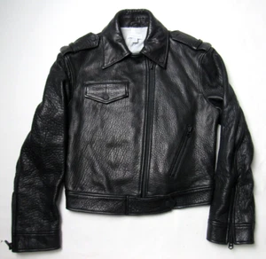 MINT Topshop New Zealand Lamb Leather Moto Jacket Made in UK Sz 4-6 US - Picture 1 of 17