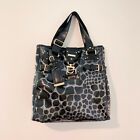 Alessandro Dell'Acqua Black Giraffe Print PVC Leather Large Handbag