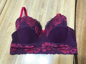 Reggiseno bustier Adore Me taglia 34D viola rosso pizzo leggermente foderato - Foto 1 di 6