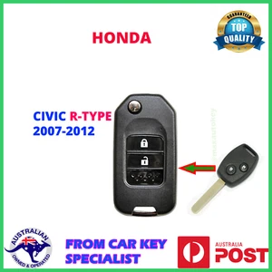 Honda Civic R-type Flip Style Remote Key 2006 2007 2008 2009 2010 2011 2012 - Picture 1 of 6
