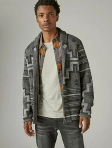 Mens Lucky Brand Legacy Shawl Collar Cardigan Sweater Size L Large 7M50867 Gray - Picture 1 of 12