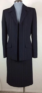 Kasper Damen Anzug 2-teilig Rock Blazer Kunstklappe Taschen Nadelstreifen schwarz Größe 6 - Bild 1 von 6