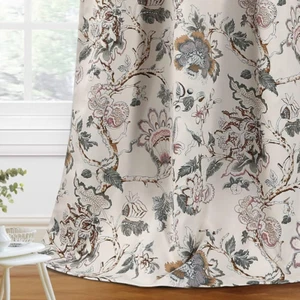 Blackout Curtains 84 Inch Length 2 Panels Set Floral Print Curtain Drapes for Li - Picture 1 of 12