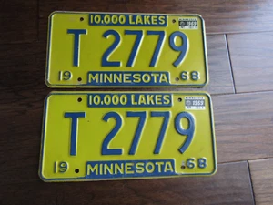 Vintage Minnesota 1968 Pair License Plates - Picture 1 of 4