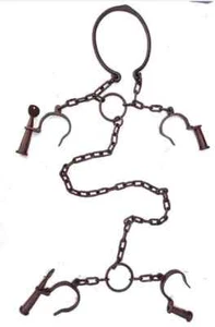 2 key Iron Antique Handcrafted Rare Neck Leg & Hand Handcuffs Lock HC22 - Picture 1 of 3