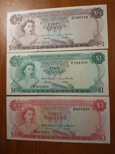 Bahamas Monetary Authority Half 1/2 1 3 Dollars 1968 aUNC Rare Vintage Banknote - Bild 1 von 2