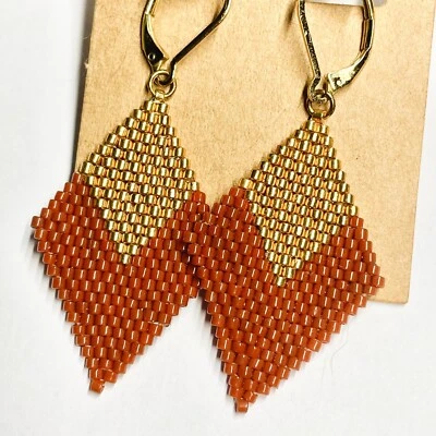 Висячие серьги из золота и сиены в форме бриллианта - Изображение 1 из 2