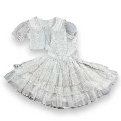 Vtg Martha’s Miniatures Circle Dress Pink Heart Party Sheer Chiffon +Jacket 6x - Image 1 of 4