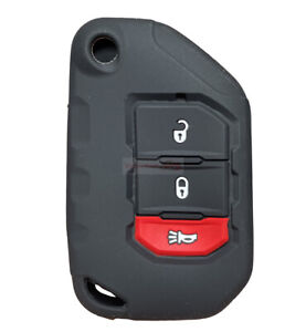 Fit Jeep Wrangler Gladiator 3 Button Smart Remote Key Fob Silicone Case Cover