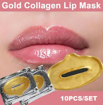 10 Collagen LIP Masks  Crystal 24k GOLD Premium Eye Skin Anti Ageing Wrinkle - Image 1 of 3