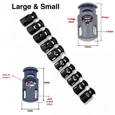 SINGLE HOLE Spring Loaded Plastic Toggle Stopper Cord Locks 2 SIZES 2-500PCS - Image 1 of 4