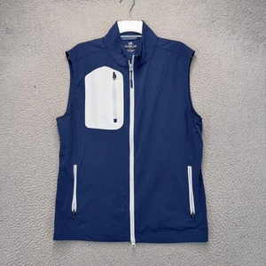 Gilet Southern Tide uomo blu medio full zip tasche leggero golf elasticizzato - Foto 1 di 9