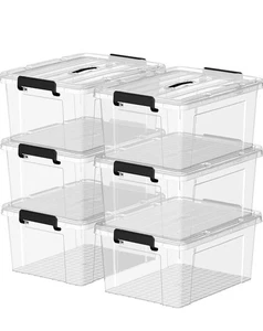 Contenedor de almacenamiento de plástico Cetomo paquete de 6 contenedores organizadores con tapa y cierre seguro - Imagen 1 de 2
