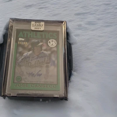 Topps Clearly 2021 50/99 A- 1986 Topps José Canseco automático 40/40 difícil de encontrar  Foto 1 de 4