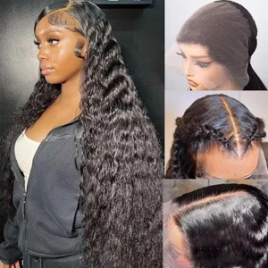 Full 13x6 Lace Frontal Wigs Human Hair Water Wave 13x6 Full Lace Wig 12A Deep... - Picture 1 of 9