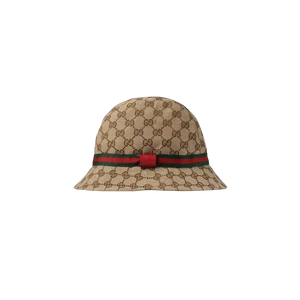 (Kids) Gucci Original GG Fedora Beige Ebony Red - Picture 1 of 2