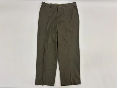Pantalones de vestir Croft & Barrow Khakis para hombre marrón frente plano pierna recta 40x32 nuevos con etiquetas Foto 1 de 4