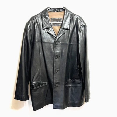 Chaqueta Abrigo Casablanca Cuero Para Hombre M Negro Bolsillos Abotonados Forrado Blazer De Colección Foto 1 de 4