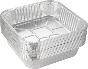 25er Pack - 8 x 8 Aluminiumfolie Pfannen Einweg Schwerlast Quadratisch Backen Kuchenform, C - Bild 1 von 12