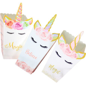 Unicorn Stars Popcorn Box Holder Bag Magic Design Popcorn Party Children Pretty