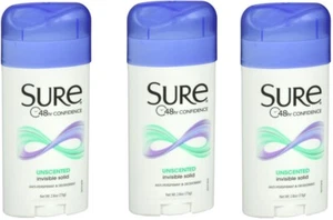 Sure Anti-Perspirant Invisible Solid Unscented Deodorant 2.6oz (3 pack) - Picture 1 of 1